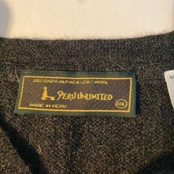 Peru Unlimited Alpaca Wool Sweater Vest XXL Old Money‎ Preppy Grandpa Luxe Grey - Picture 6 of 9